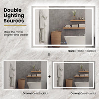 Tangkula 45" x 28" Miroir de salle de bain mural à LED avec lumières dimmables 3 couleurs