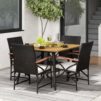 Tangkula Ensemble de salle à manger d'extérieur 5 pièces en rotin PE, table et chaises de jardin avec coussins