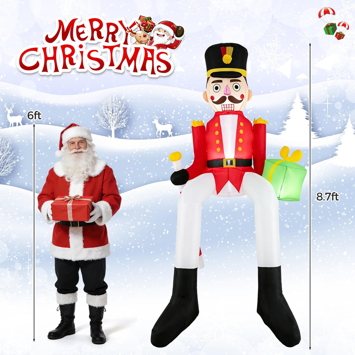 Tangkula 8.7 FT Inflatable Christmas Nutcracker Hanging Decoration
