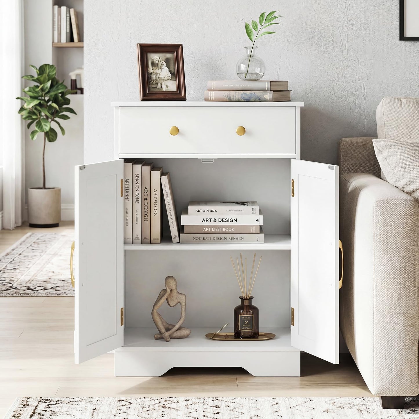 Tangkula Bathroom Floor Cabinet for Living Room