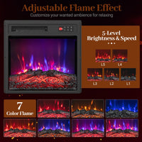 Tangkula 18 Inch Electric Fireplace Insert with Remote Control and 7 Realistic Flame Colors