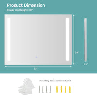 Tangkula 80CMx60CM LED Bathroom Mirror with Steplessly Adjustable Brightness