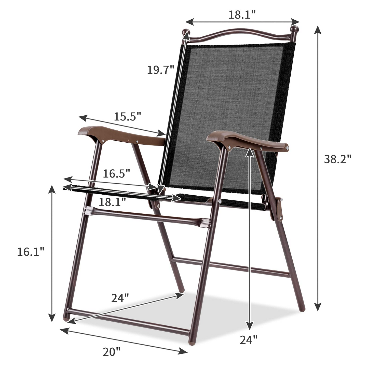 Tangkula Set of 2/4 Patio Folding Dining Chairs
