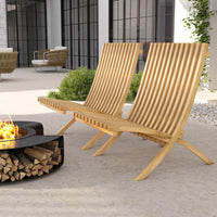 Tangkula Folding Patio Chair Teak Wood Outdoor Lounge Chair