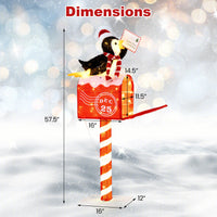 Tangkula 4,8 FT Pingouin Lumineux de Noël sur Boîte aux Lettres