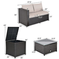 Tangkula 4 Piece Wicker Patio Set with Storage