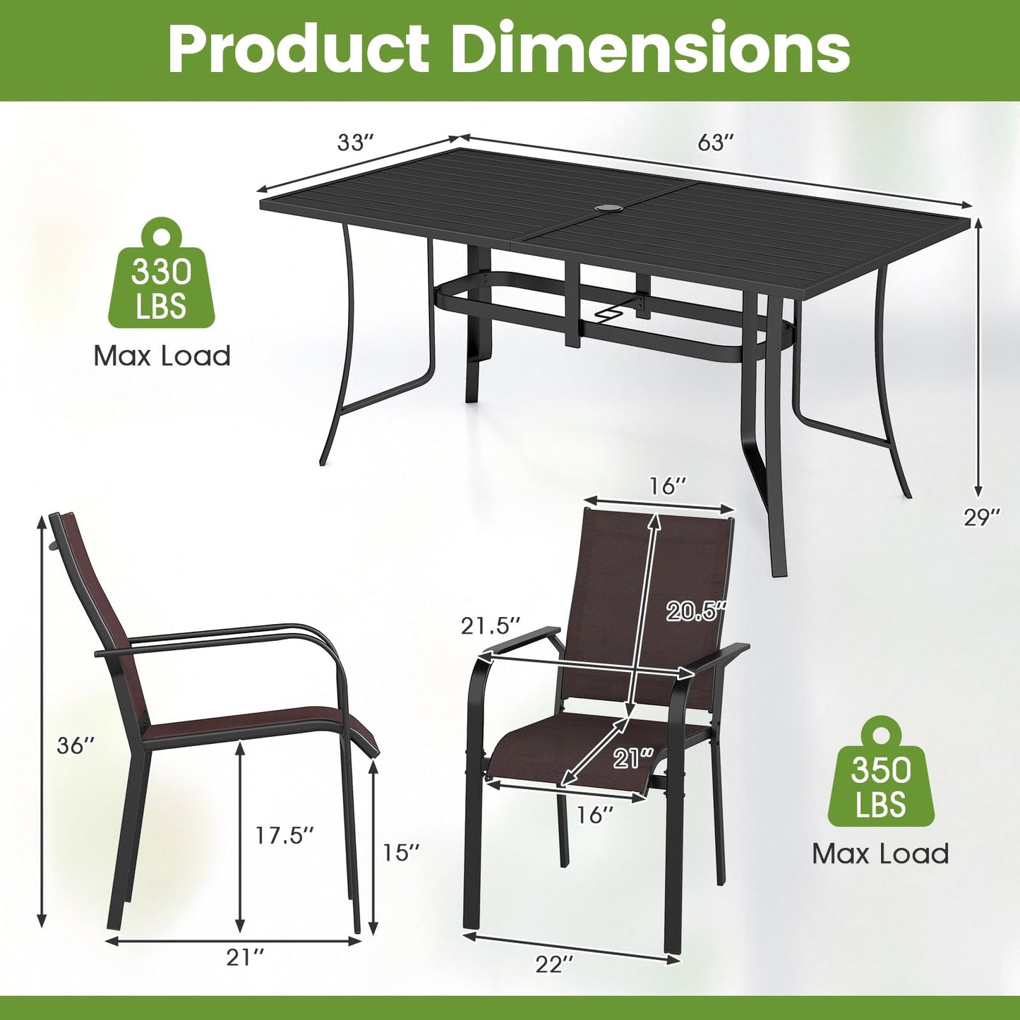Tangkula 7 Pieces Patio Dining Set for 6