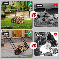 Tangkula Firewood Log Cart, Wood Rack Storage Mover with Rolling Wheels & Ergonomic Handle