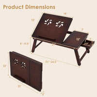 Tangkula Portable Bamboo Laptop Desk for Bed with Tilting Top