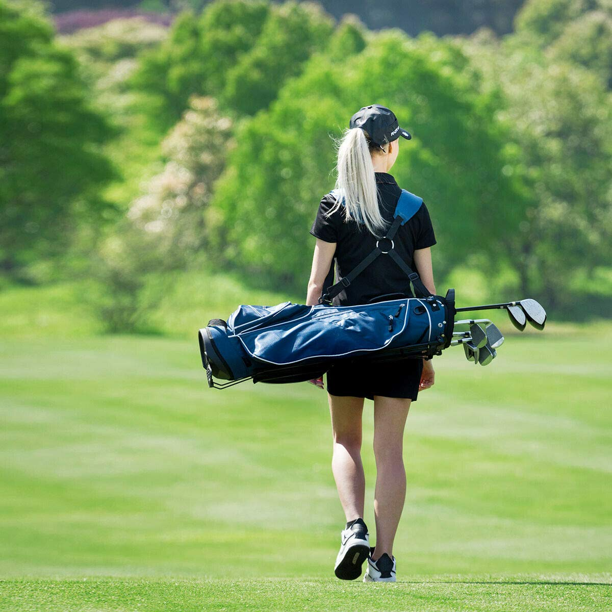 Tangkula Golf Stand Bag, Lightweight Organized Golf Bag, Easy Carry Shoulder Bag with 3 Way Dividers and 4 Pockets for Extra Storage