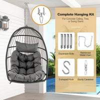 Tangkula Hanging Egg Chair Foldable Wicker Hammock Chair
