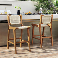 Tabouret de bar d'extérieur Tangkula à hauteur de comptoir avec dossier et repose-pieds pour balcon