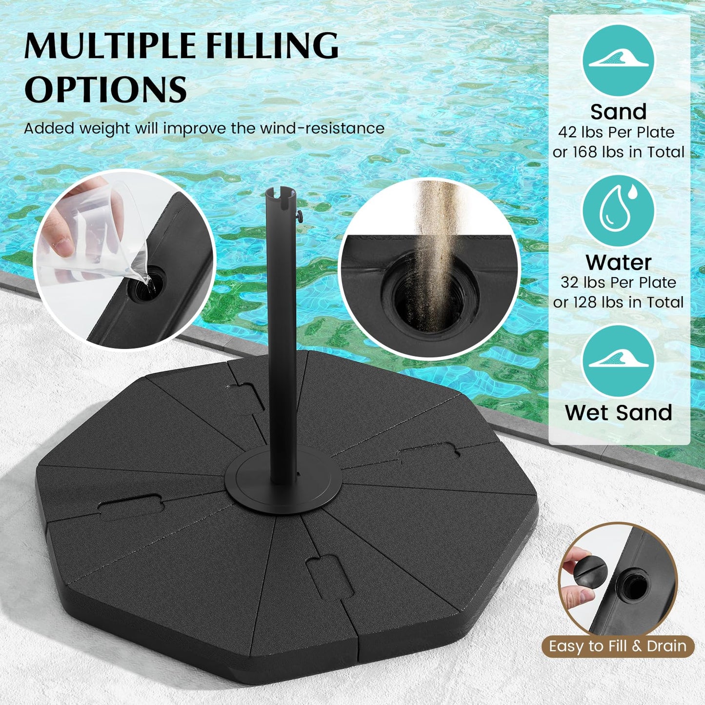 Tangkula 4-Piece Patio Umbrella Base
