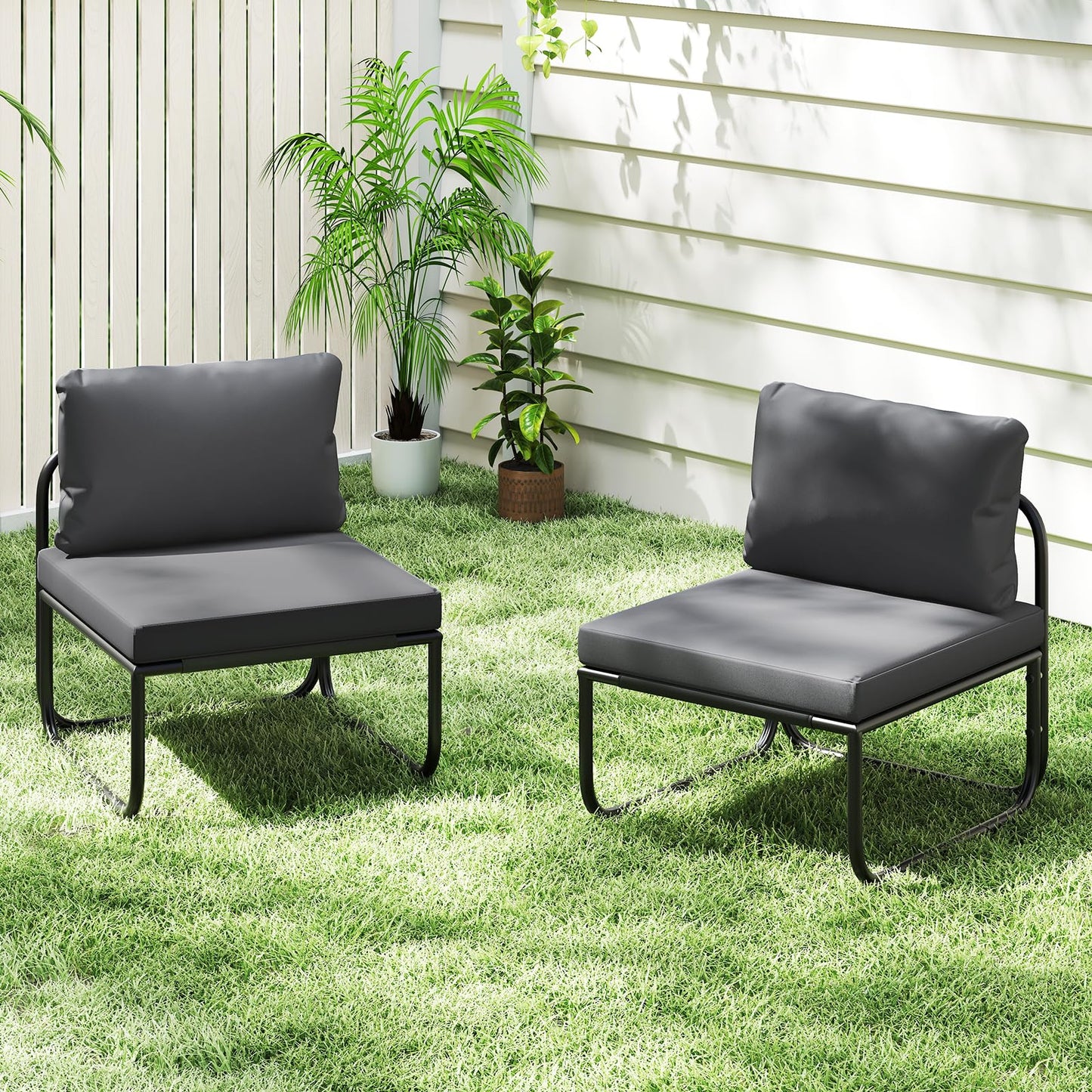 Tangkula Patio Sofa Chairs Set of 2/4 with Removable Cushions