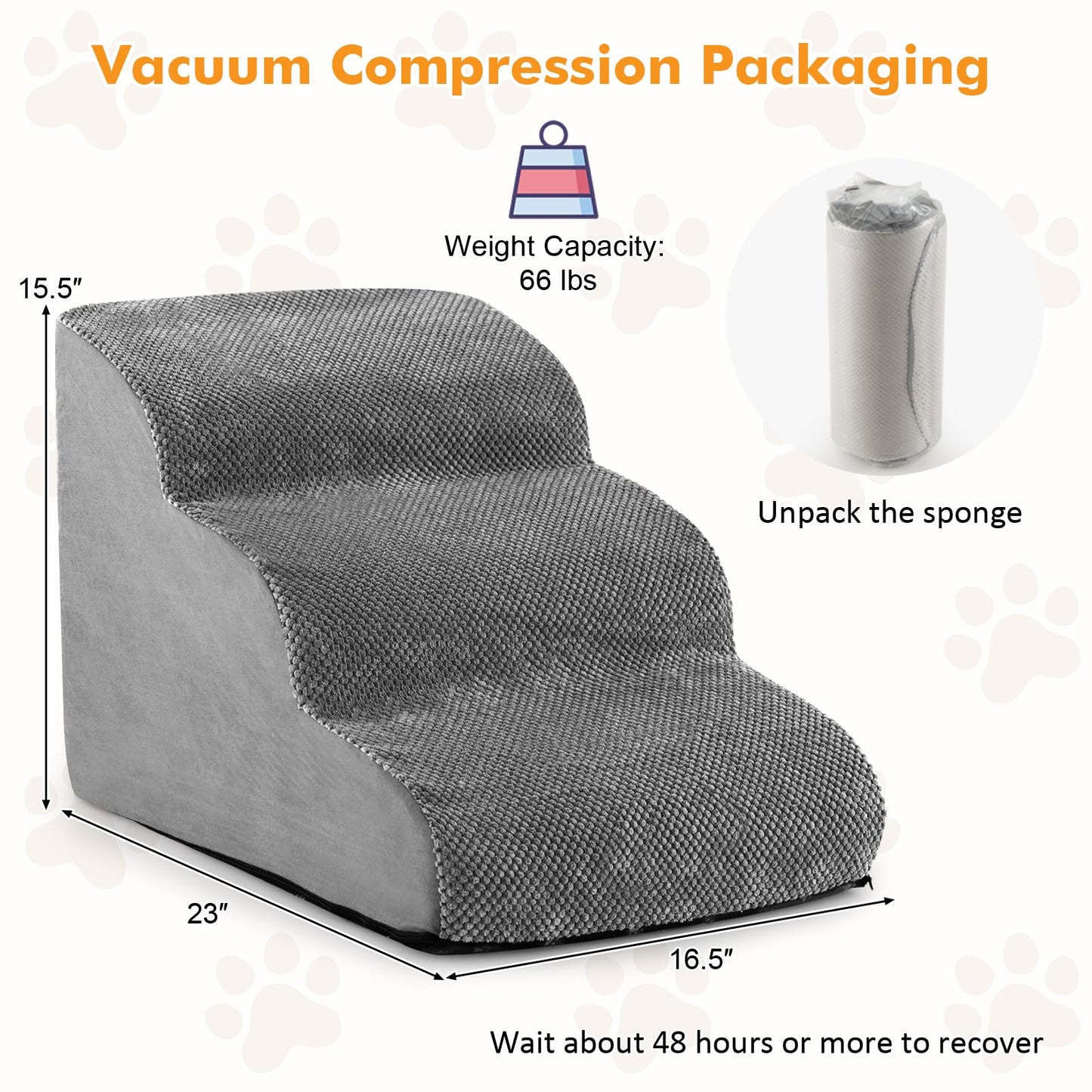 Tangkula Foam Dog Stairs for High Beds, Extra Wide & Deep Pet Ramp