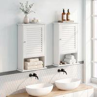 Tangkula Wall Mounted Bathroom Cabinet Single Door Wooden Bathroom Wall Cabinet with Adjustable Shelf