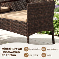 Tangkula Outdoor Loveseat with Built-in Table and Soft Cushions