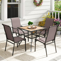 Tangkula Outdoor Dining Chairs Set of 2/4 with High Back & Curved Armrests