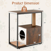 Tangkula Cat Tree End Table, Modern Cat Furniture with Cat Condo