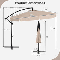Tangkula 10FT Offset Hanging Umbrella with Cover