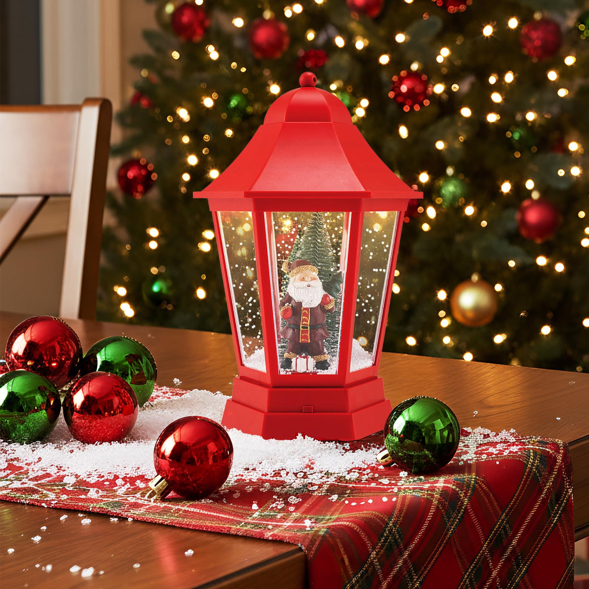 Tangkula 5.3 Ft 2-in-1 Musical Christmas Snow Globe Lamp Post Decorations