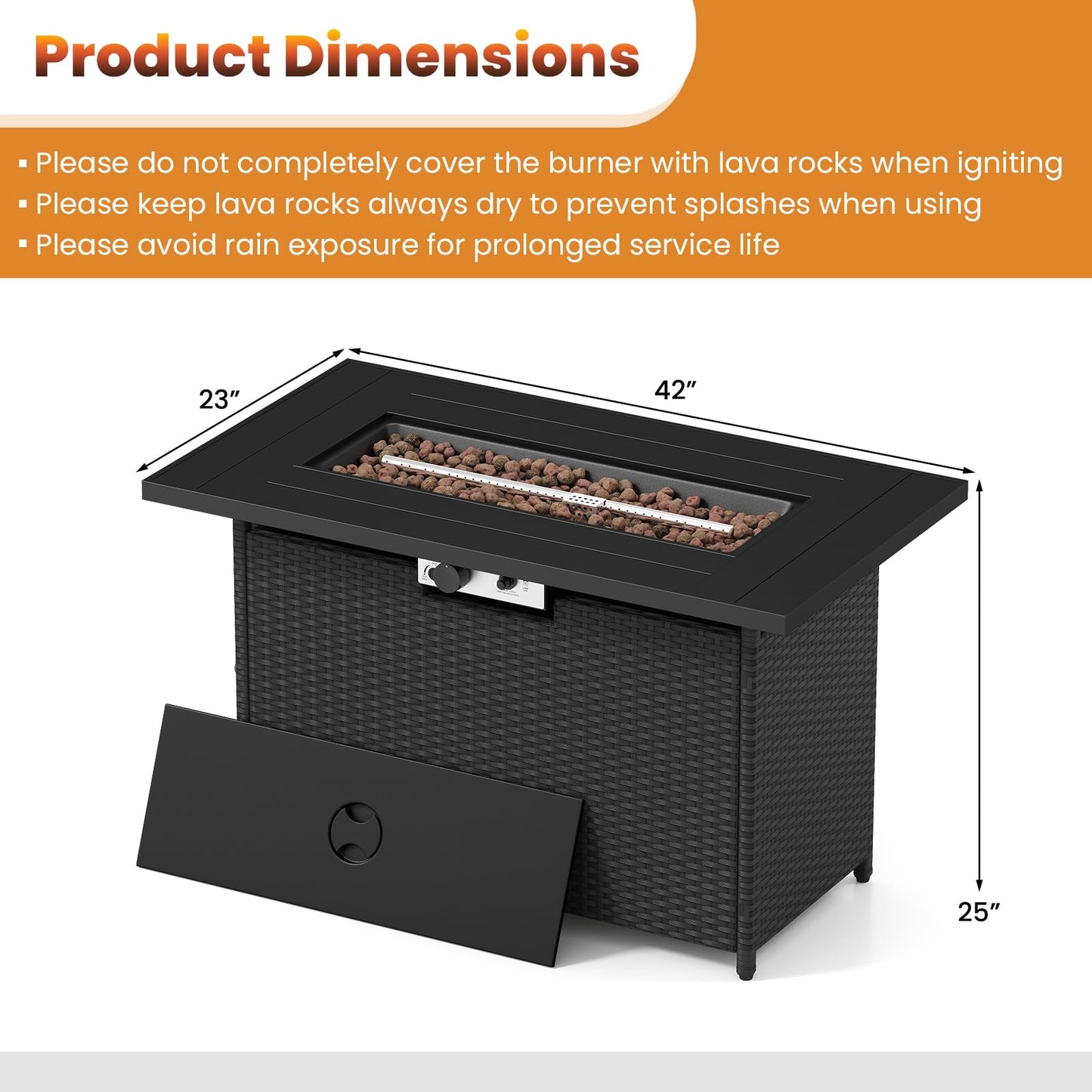 Tangkula 42 Inch Propane Fire Pit Table