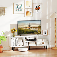 Tangkula White TV Stand for 55-Inch TV 47.5” TV Console Cabinet