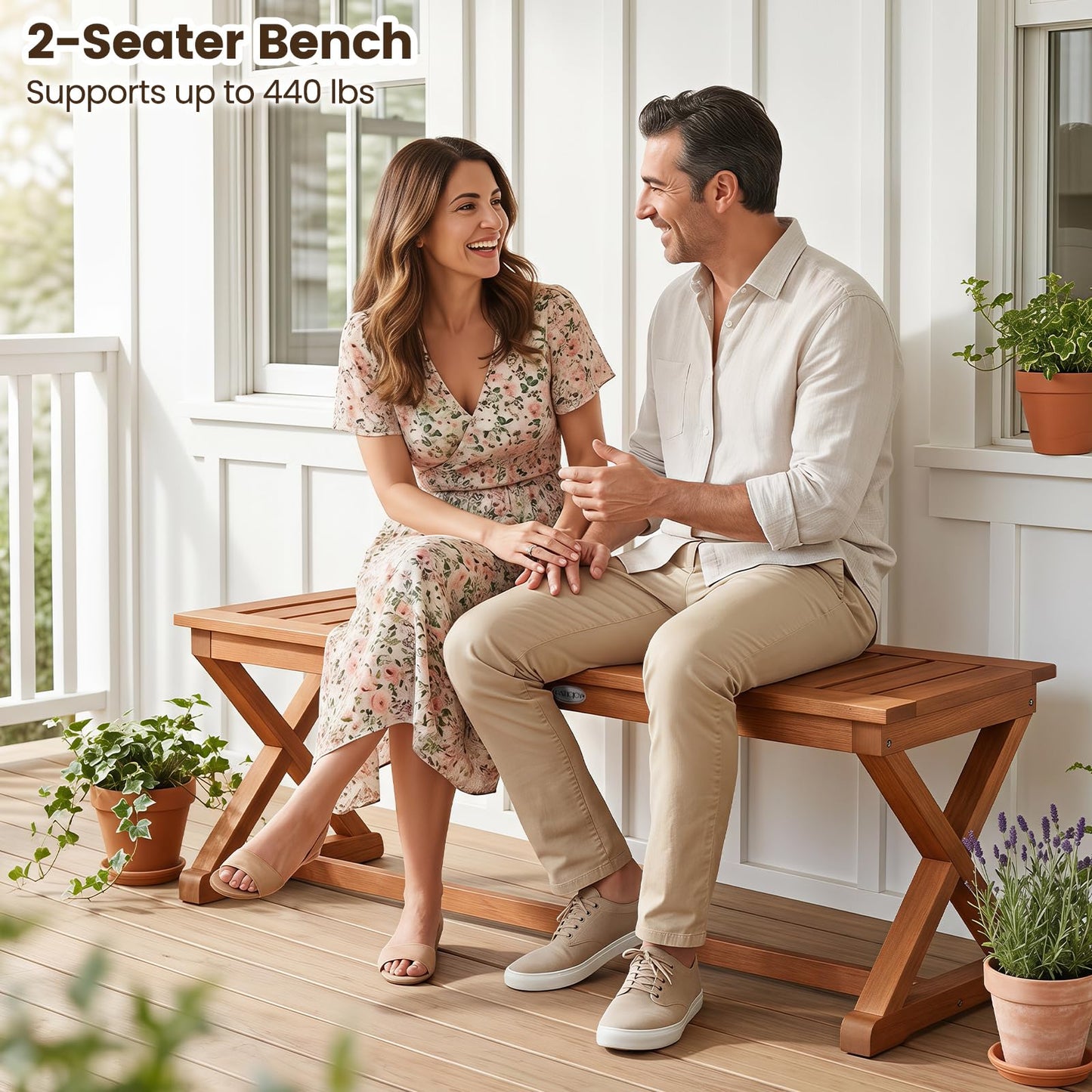 Tangkula Wood Outdoor Bench Backless