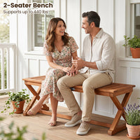 Tangkula Wood Outdoor Bench Backless