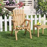 Tangkula Log Wood Patio Chair with Slatted Backrest