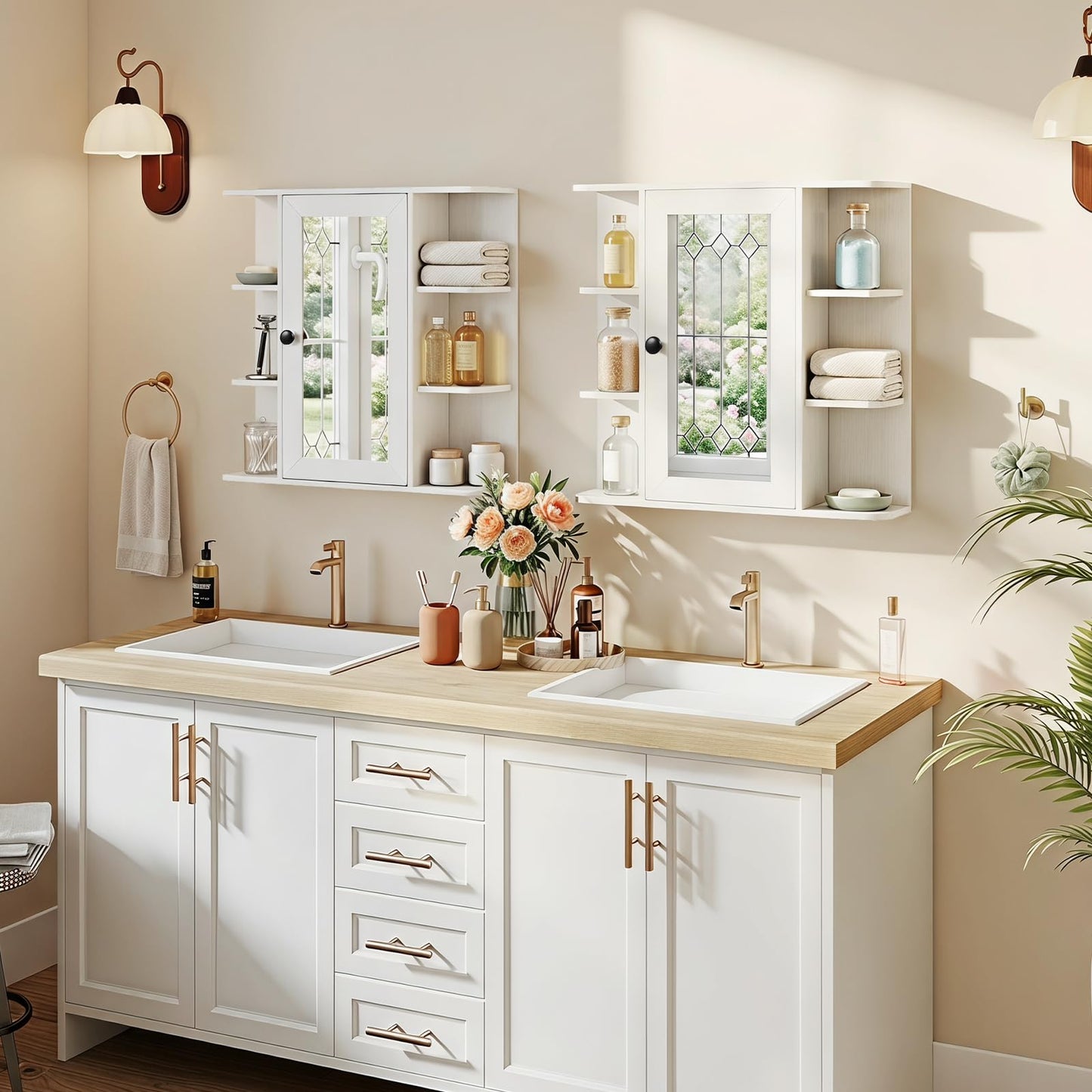 Tangkula 26 x 6.5 x 25 Inches Bathroom Wall Cabinet with Mirror