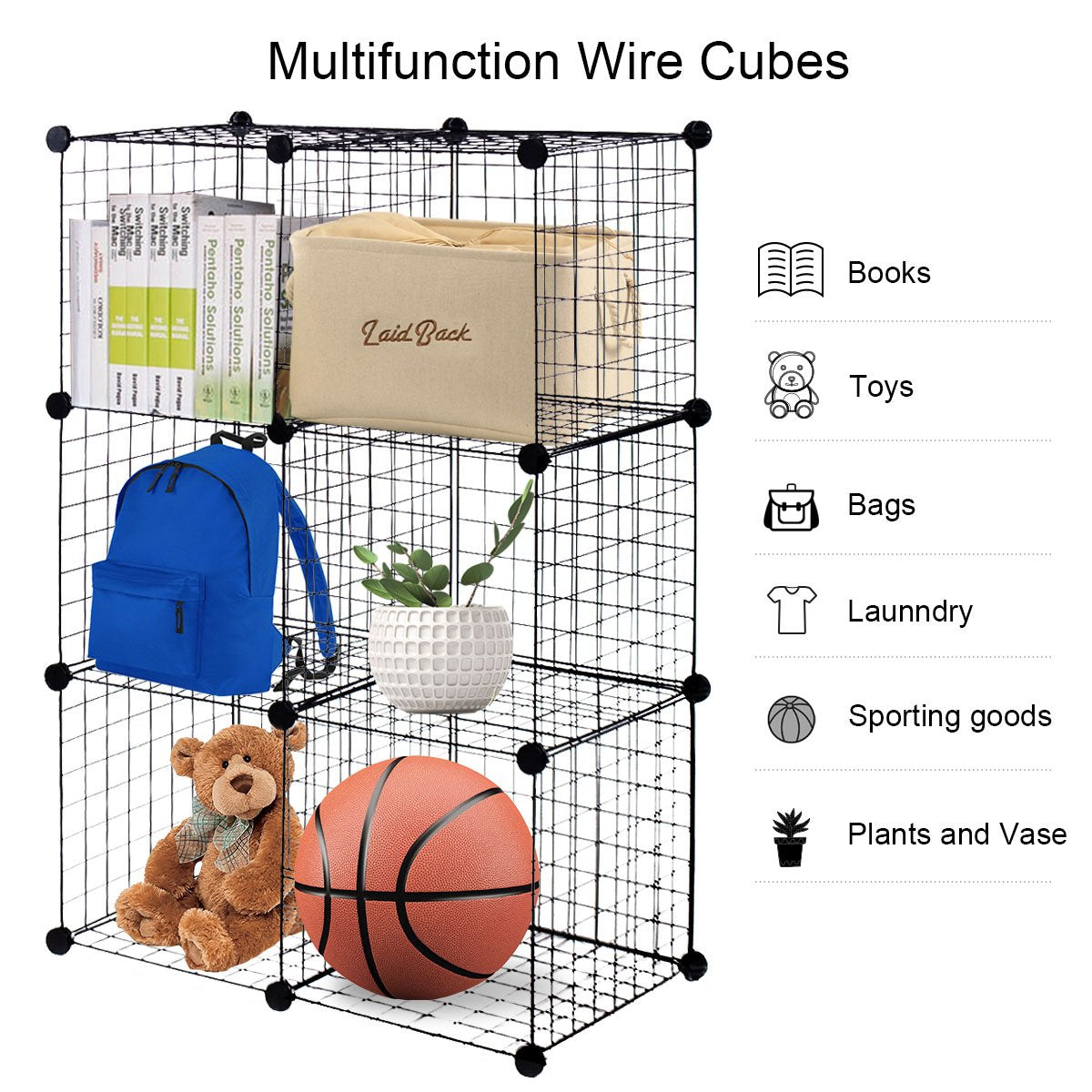 Wire Storage Cubes, Metal Grids Book Shelf