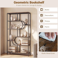Geometric Bookshelf Freestanding Open Bookcase with 8 Storage Shelves(1/2)