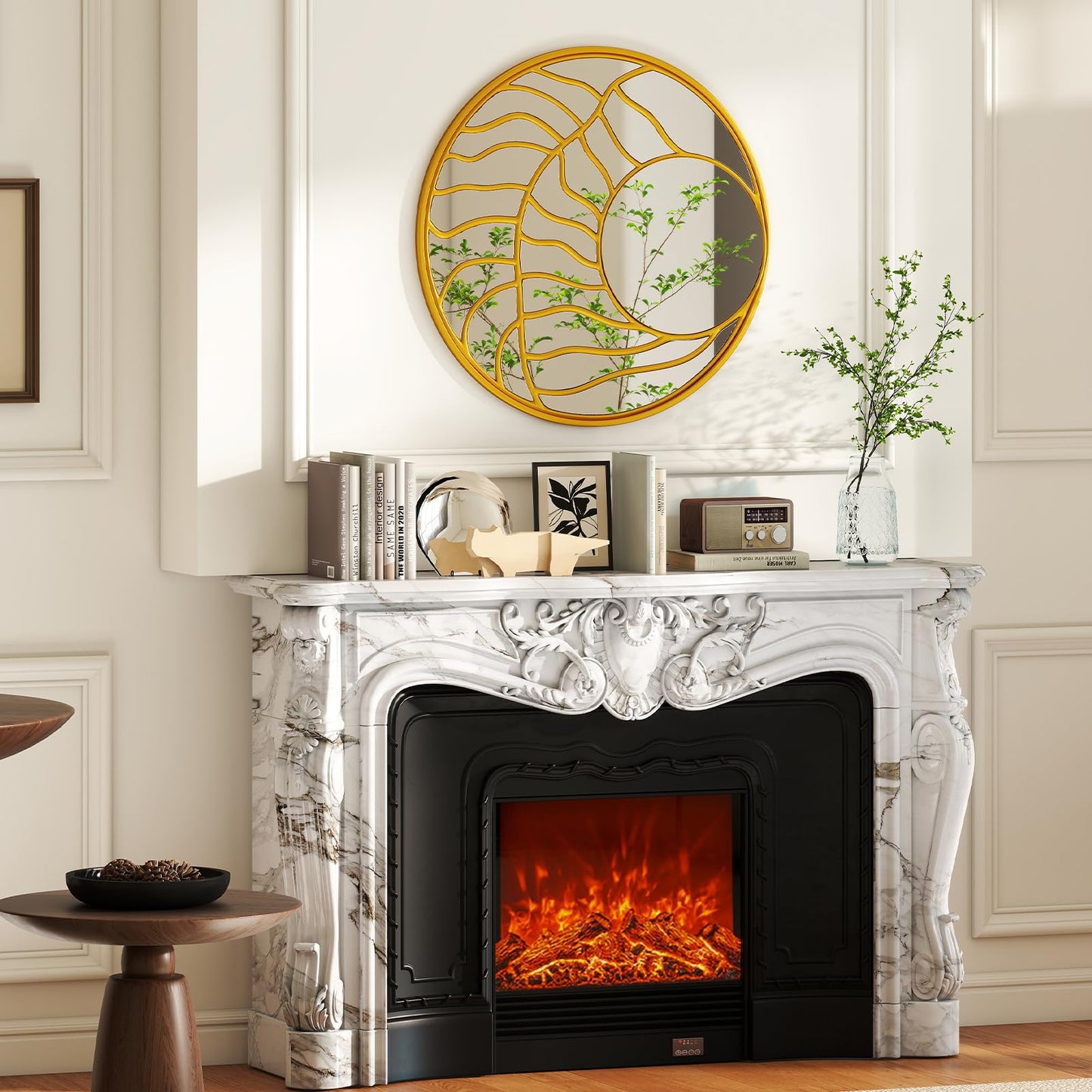 Tangkula 31.5" Large Round Wall Decorative Mirror with Irregular Frame