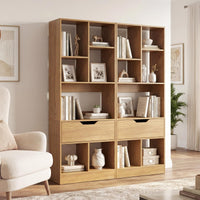 Tangkula 51” Tall Open Bookcase with Drawer 7-Cube Display Storage Cabinet(1/2)
