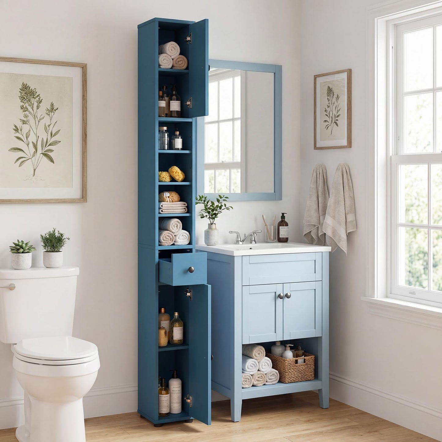 Tangkula Tall Slim Bathroom Storage Cabinet