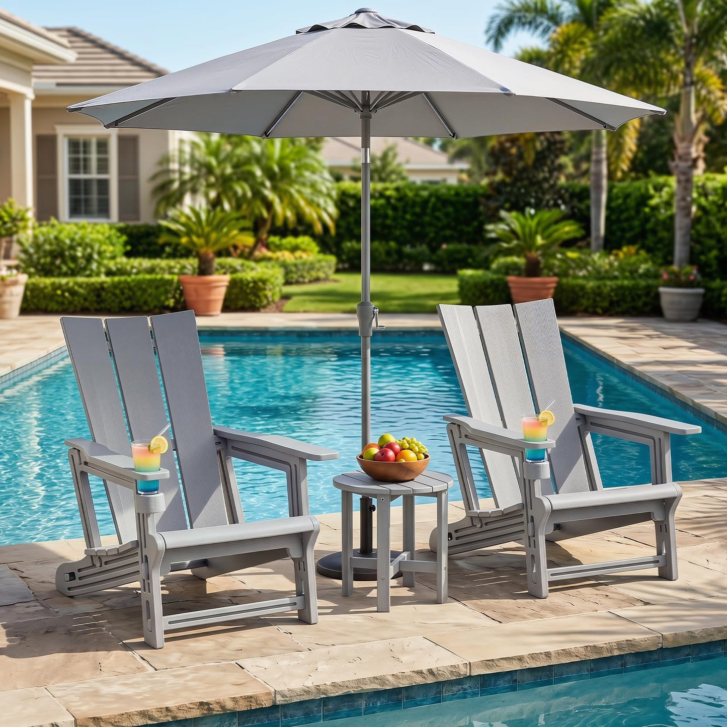 Tangkula Adirondack Chairs with Cup Holder for Garden
