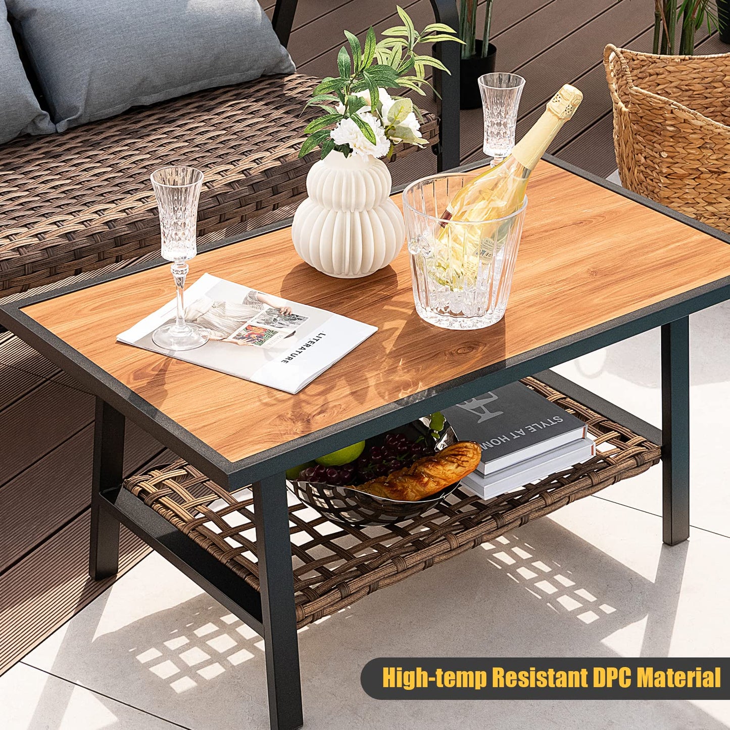 Tangkula 2 Pieces Patio Wicker Furniture Set with 4D Air Fiber Cushion