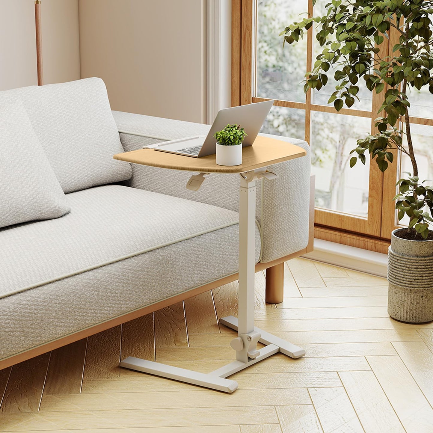 Tangkula Mobile Overbed Bedside Table with Wheels for Home