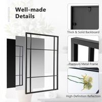 Tangkula Miroir de fenêtre rectangulaire 28" x 40", miroir moderne à 3 couches avec cadre métallique