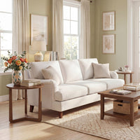 Tangkula Farmhouse 22.5" Round End Table with Solid Rubber Wood Legs (1/2)