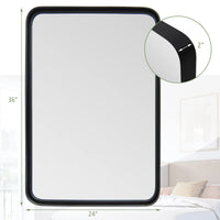 Tangkula Rectangular Wall Mirror, Modern Mirror with Solid Steel Frame & Rounded Corners