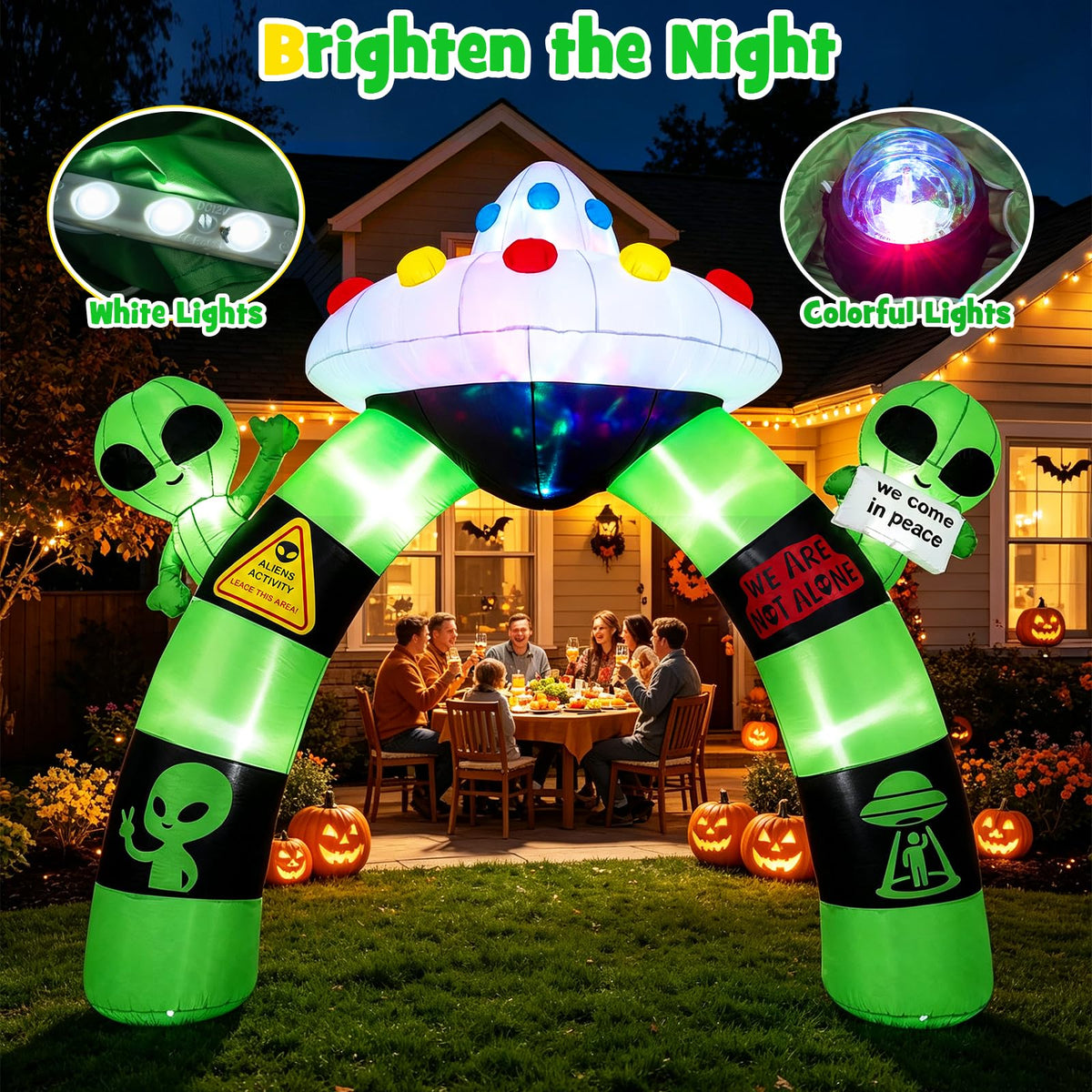 Tangkula 10.5 FT Halloween Lighted Inflatable Alien Archway with LED Lights