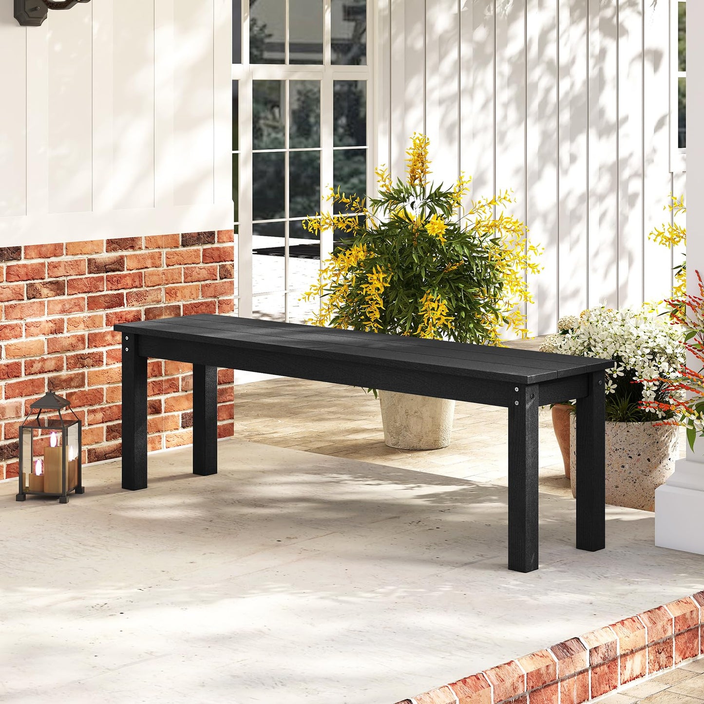 Tangkula HDPE Outdoor Bench 2-3 Person Patio Bench