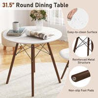Tangkula Round Dining Table Set for 4 with Ergonomic Seat & Solid Wood Legs