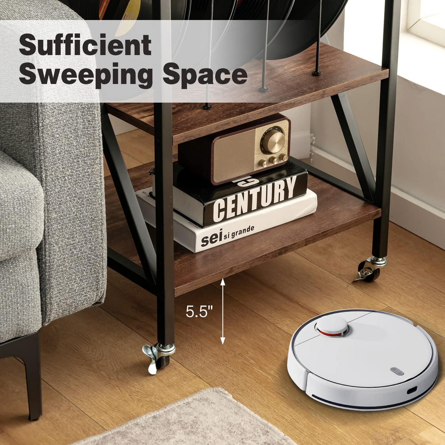TANGKULA Record Player Stand, 3 Tier Rolling Turntable Stand