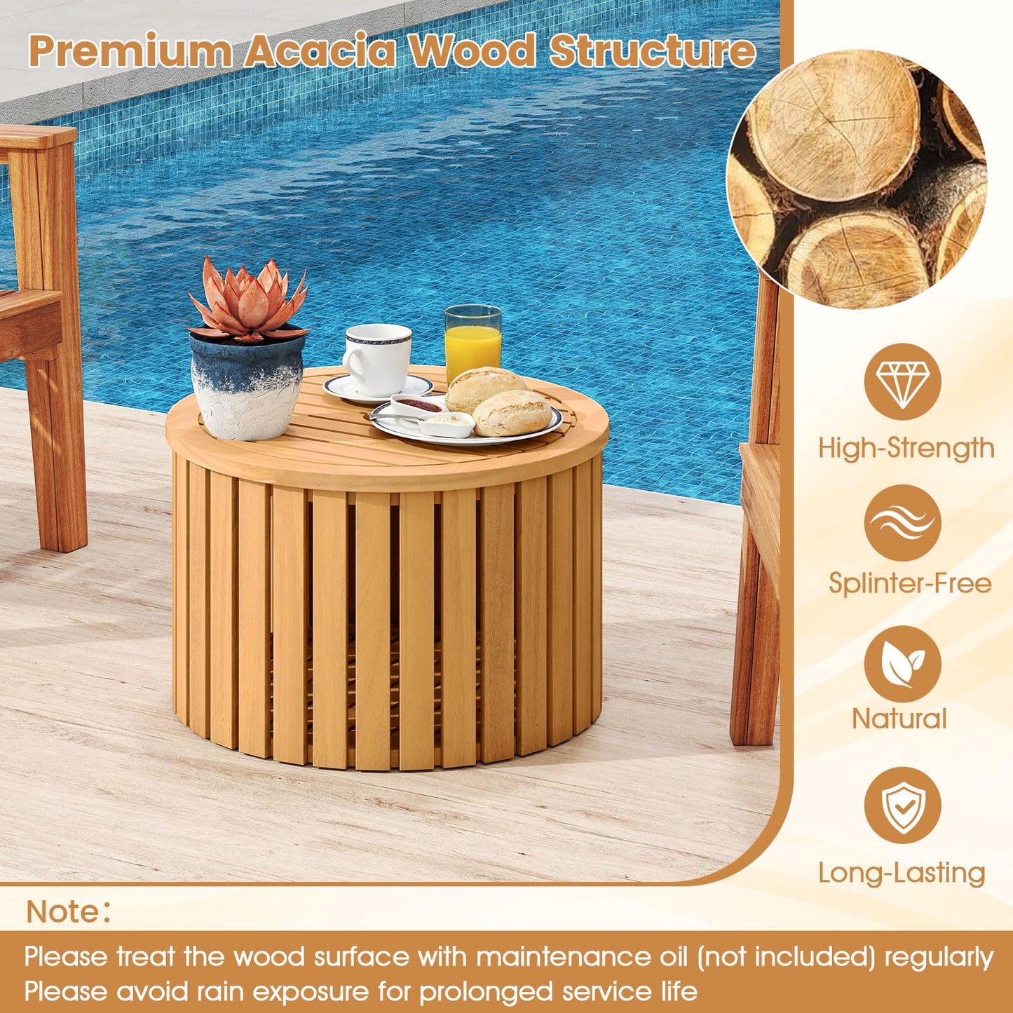 Tangkula 2-in-1 Outdoor Side Table with Storage for Backyard