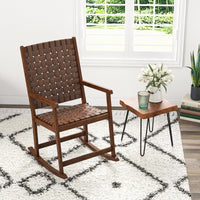 Tangkula Wood Rocking Chair, Indoor Outdoor Rocking Chair, Safe & Smooth Rocking Motion