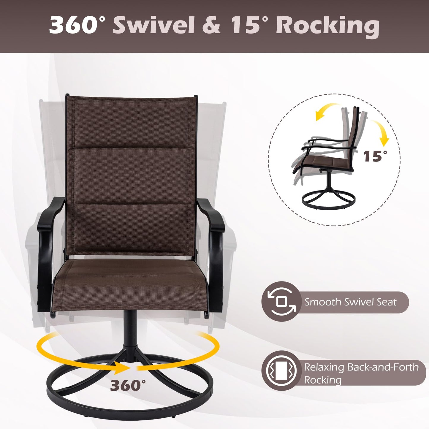 Tangkula 4 Swivel Chairs and 37" Square Patio Table with Umbrella Hole