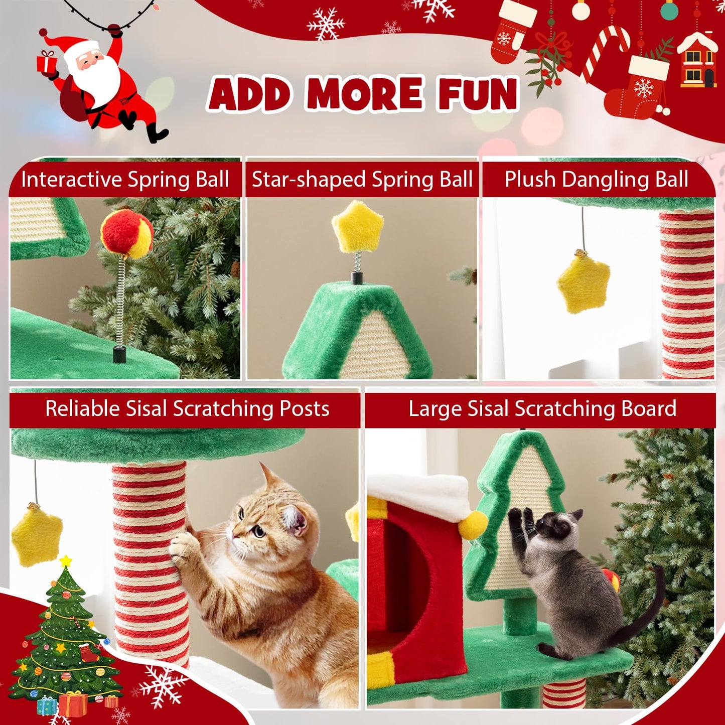 Tangkula 61 Inch Christmas Cat Tree for Indoor Kittens